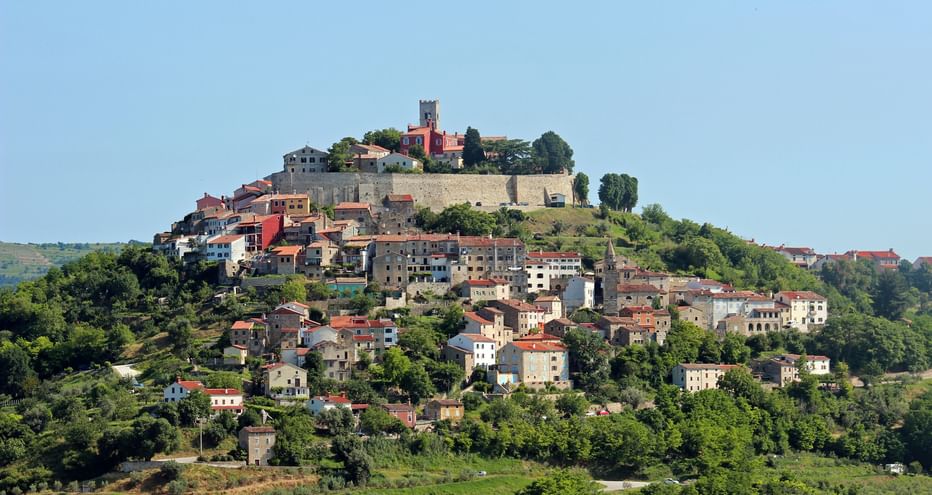 The charming town of Motovun on an isolated hill