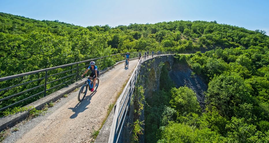 Biker on the Parenzana Trail