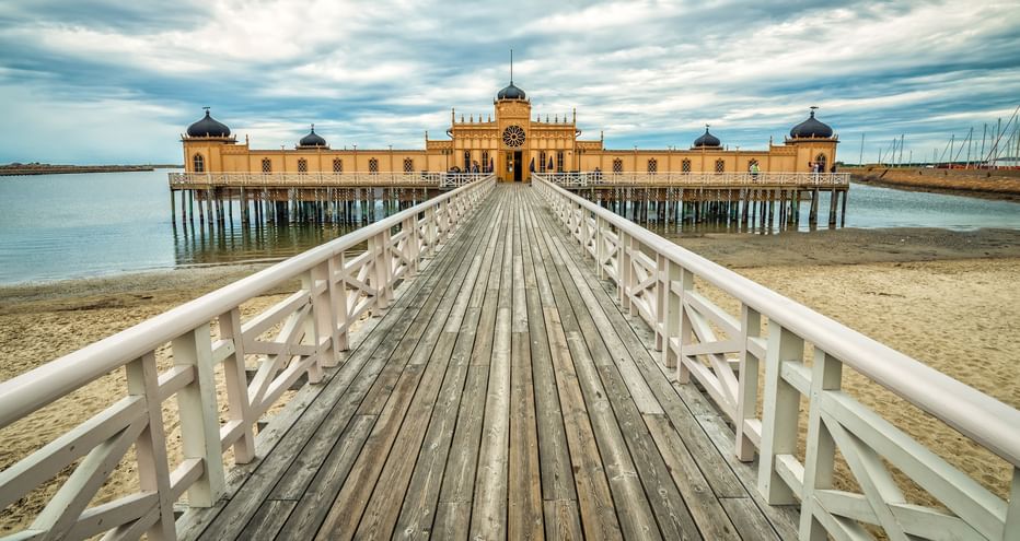 Varberg's historic cold bath house by the sea