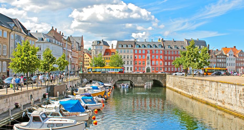 Old houses and jetties in Copenhagen