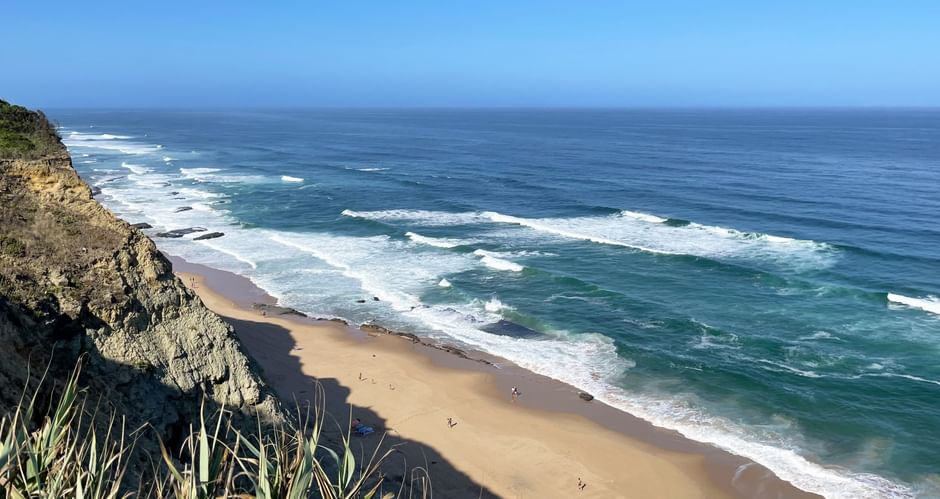 Coastal landscape with the sea in the background in Portugal