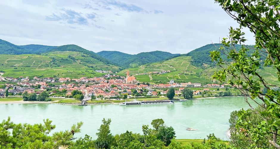 Danube view in Weissenkirchen with the MS Princess Katharina