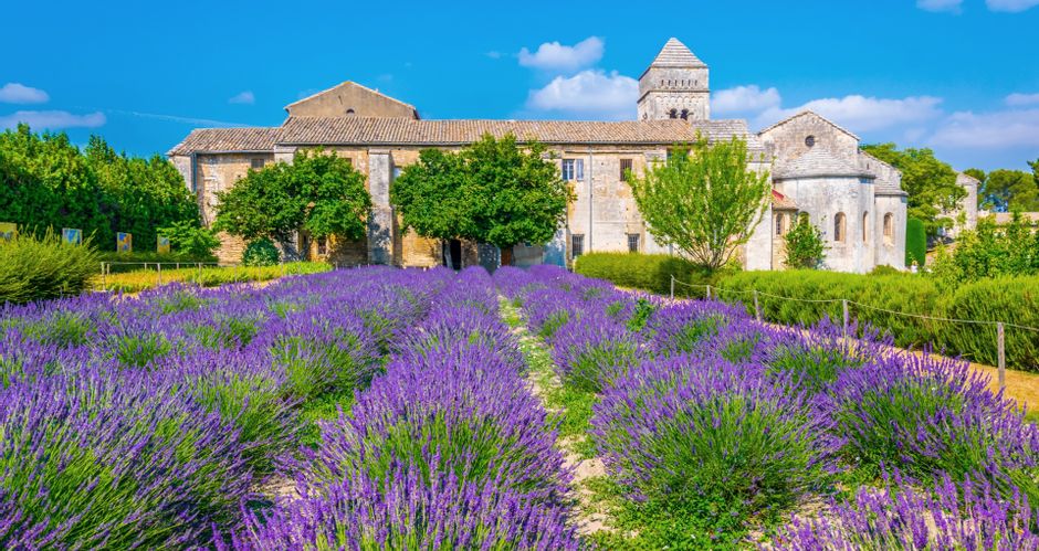 Die Abtei Saint-Paul inmitten Lavendelfelder