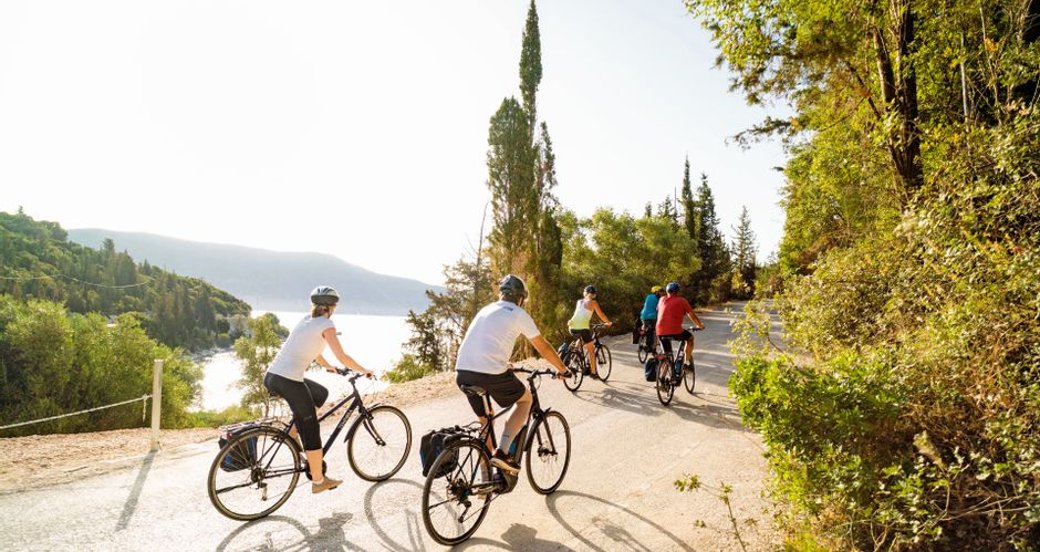 Cyclists in the Ionian Islands