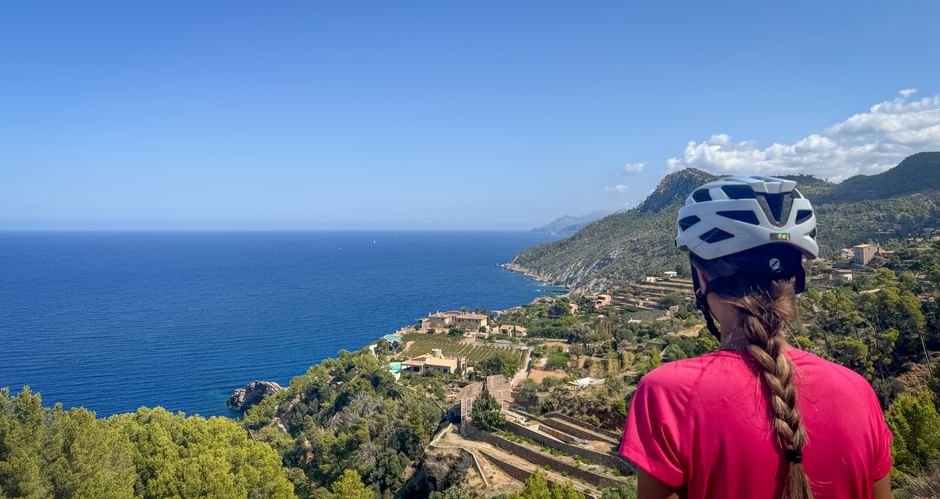 Cyclist gazes into the distance in Banyalbufar, Mallorca