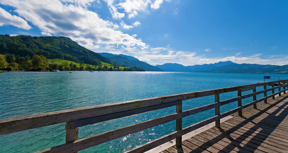 Boat landing stage in Weyregg am Attersee